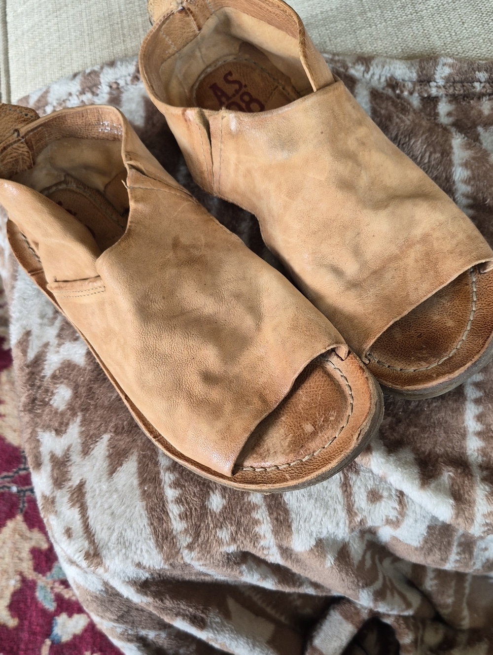 A.S.98 Sundance Tan Leather Open Toe Sandals